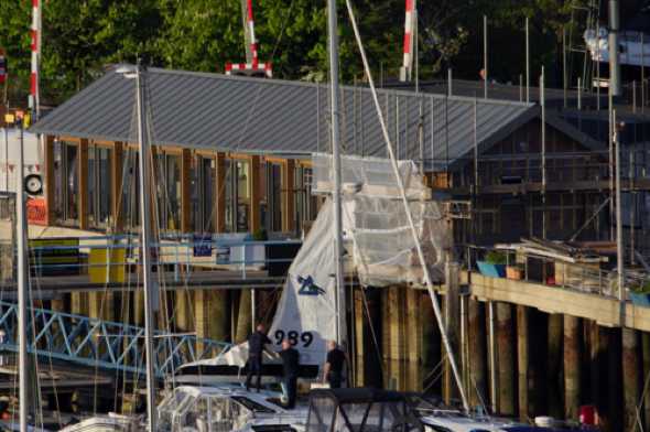 28 April 2023 - 19:38:22
Darthaven marina's new reception building is beginning  to emerge. Smart it is, too.
-------------------------
Darthaven marina new reception building